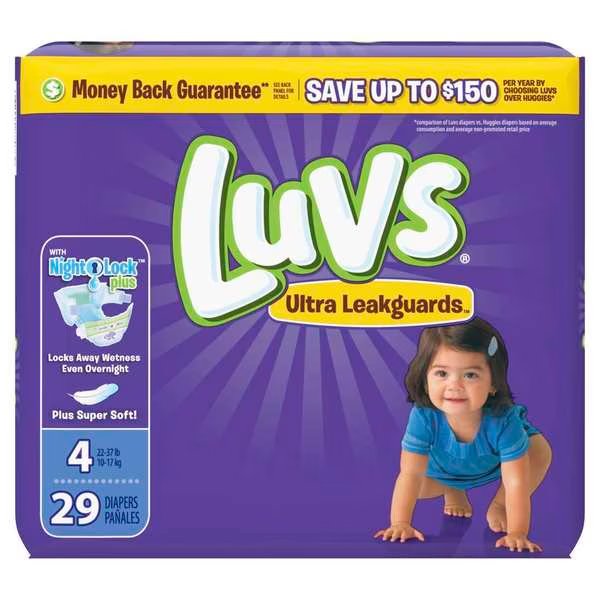 Diapers Jumbo Pack Size 4, PK116, Luvs, Mfr#: 87073